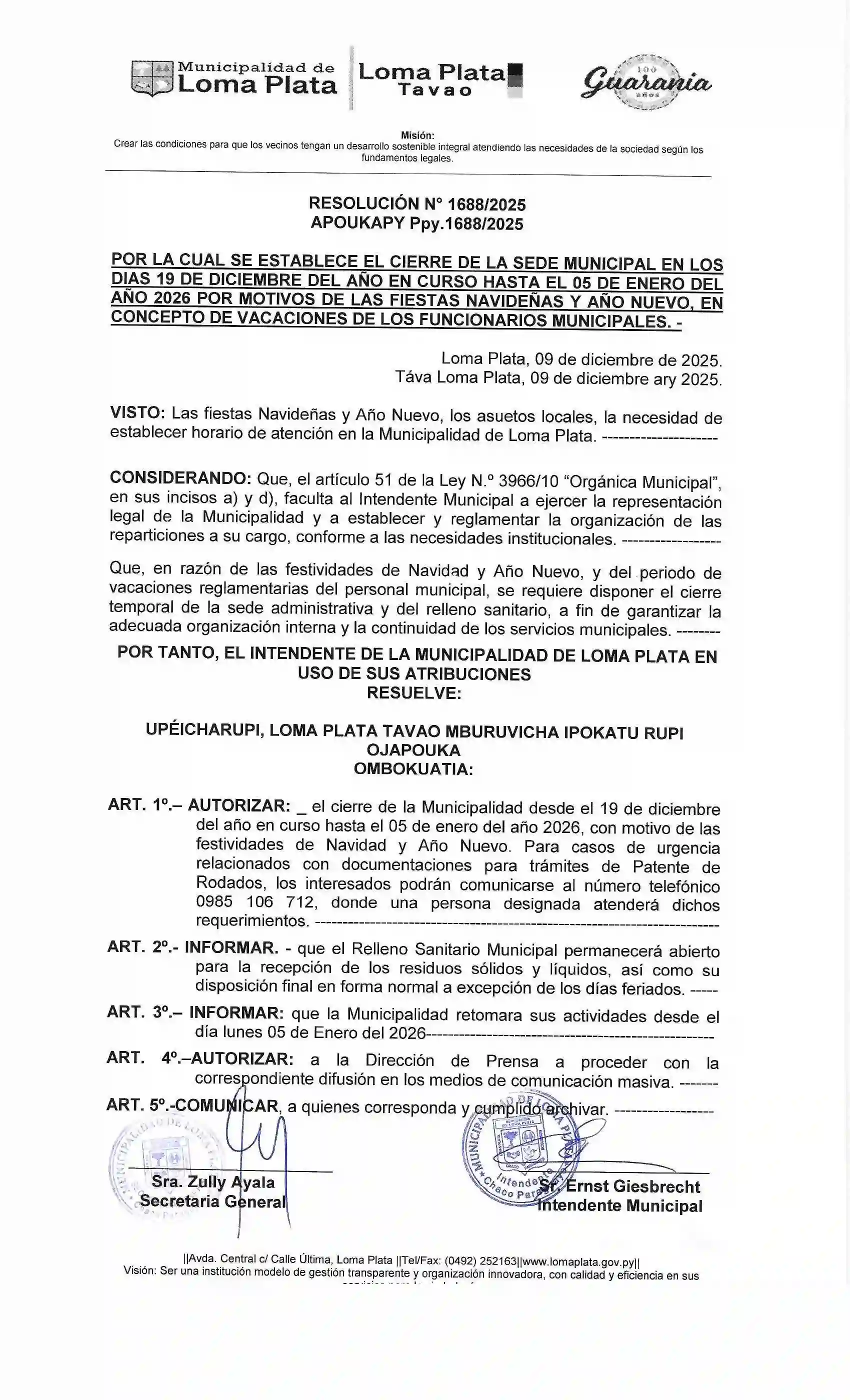 RESOLUCIÓN N 1688/2025